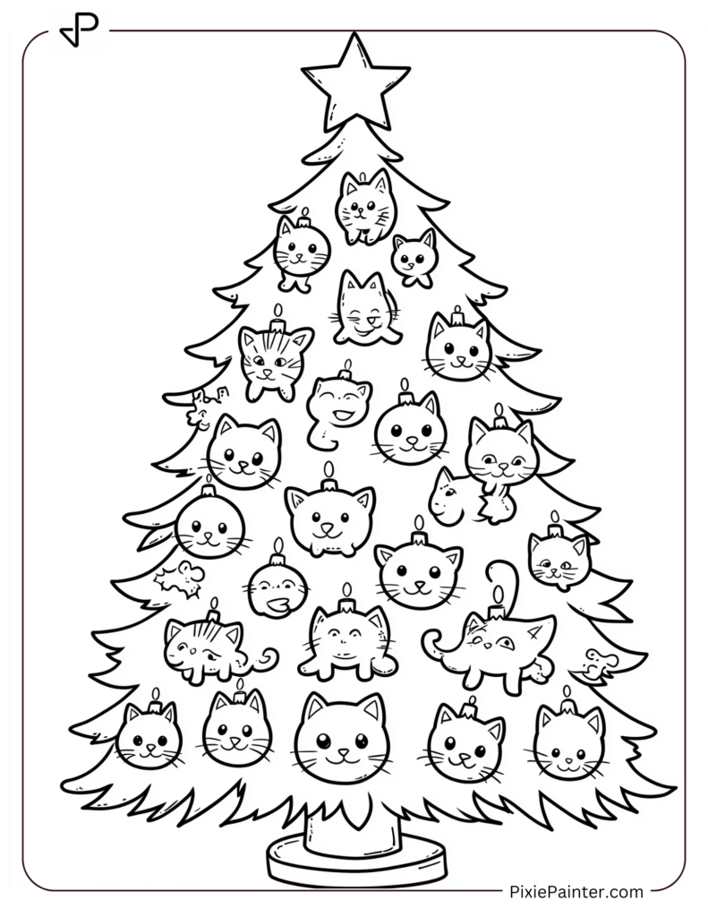 Christmas tree with cat and dog ornaments