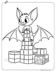 A Bat Building a Tower With Blocks