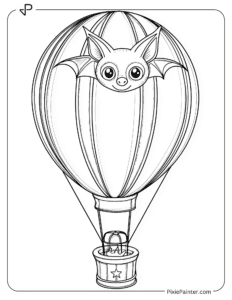 A Bat Floating With a Hot Air Balloon