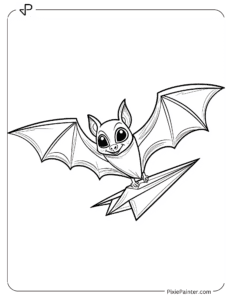 A Bat Flying With a Paper Airplane