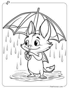 A Bat Holding an Umbrella