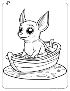 A Bat Riding a Small Boat