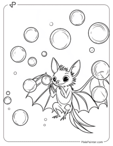 A Bat Surrounded by Soap Bubbles