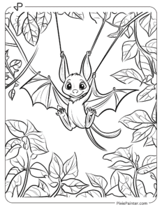 A Bat Swinging from Tree Branches