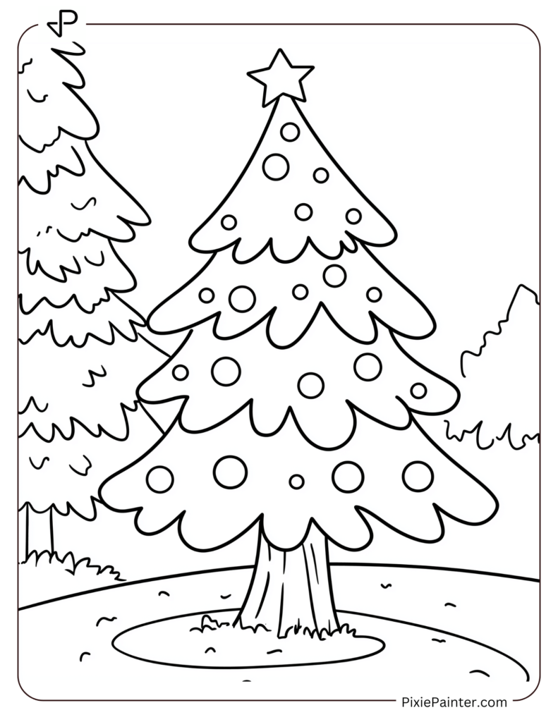 A Blank Christmas Tree In The Middle Of A Snowy Forest