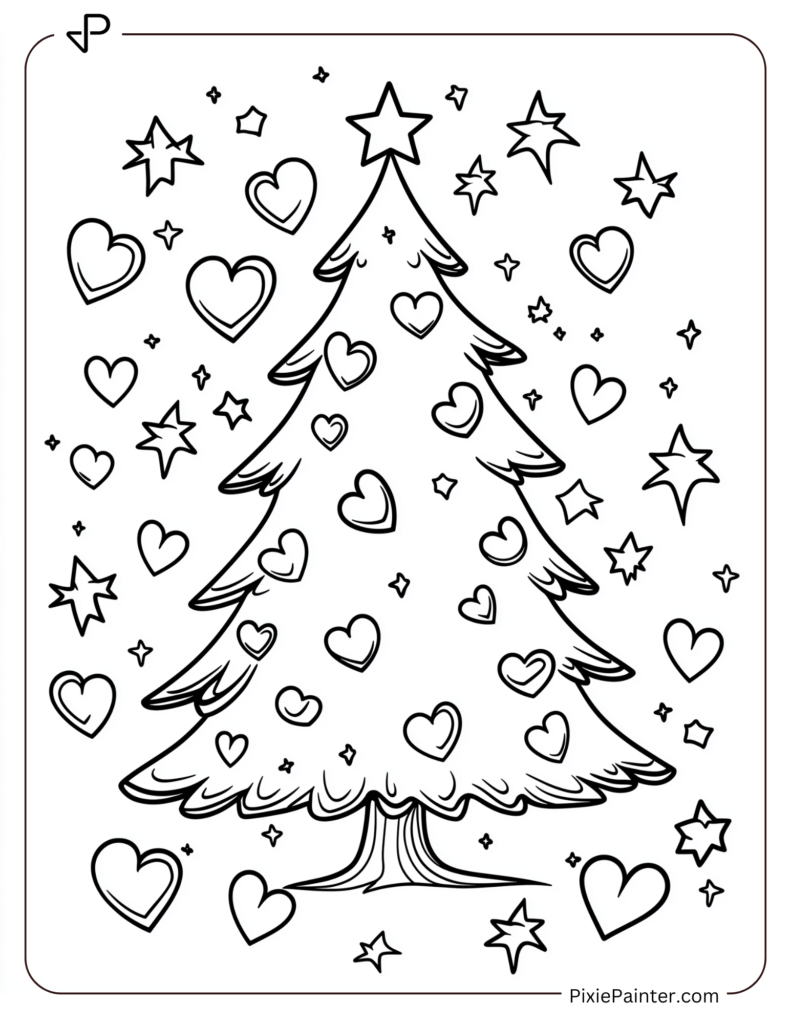 A Blank Christmas Tree Made Of Stackable Stars And Love Shapes