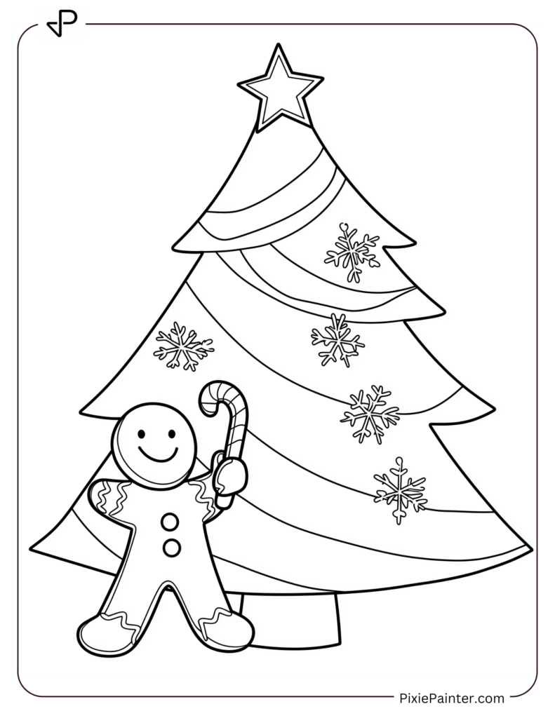 A Blank Christmas Tree With A Gingerbread Man