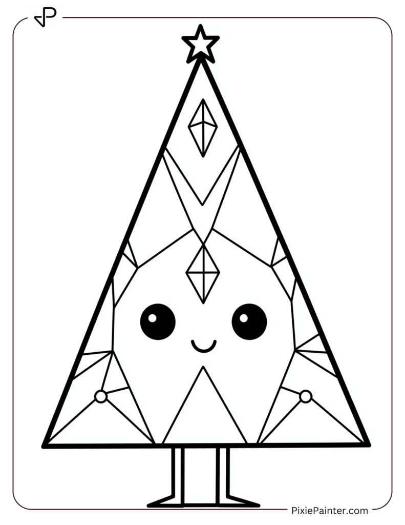 A Blank Christmas Tree With Funky Pattern As Decorations