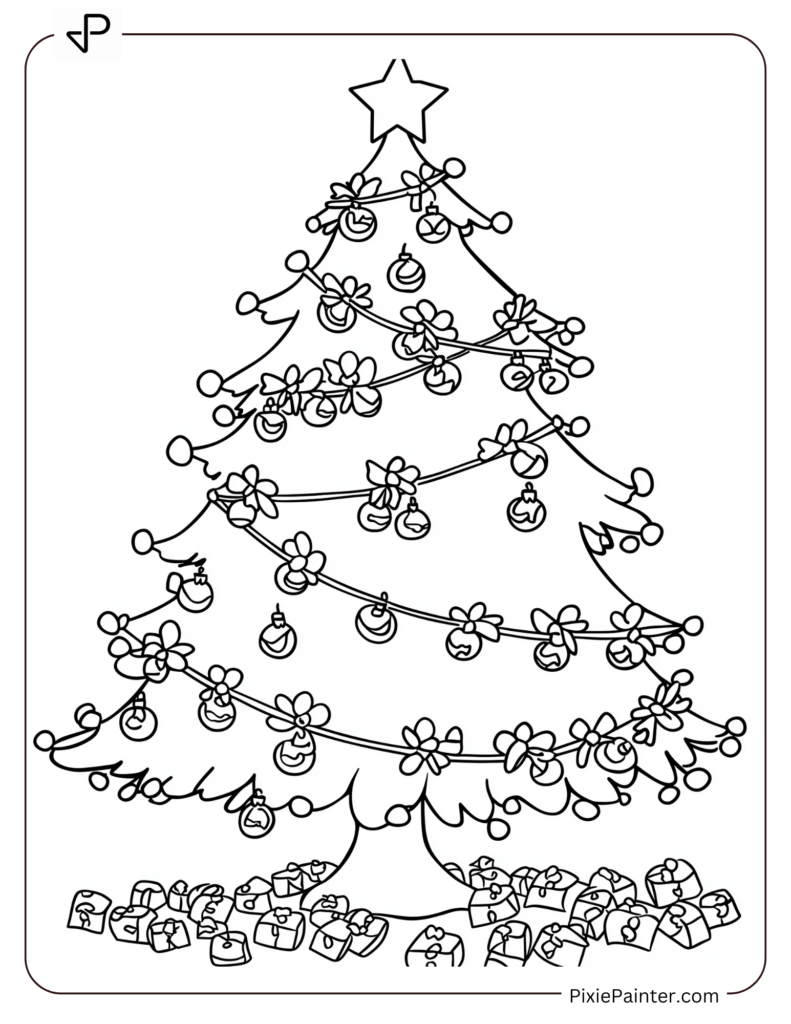 A Blank Christmas Tree With Garlands