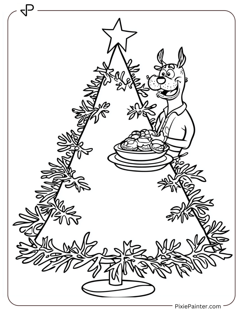 A Blank Christmas Tree With Scooby-Doo Holding A Plate Of Christmas Cookies