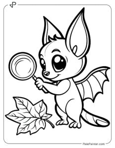 A Curious Bat Looking at a Leaf With a Magnifying Glass