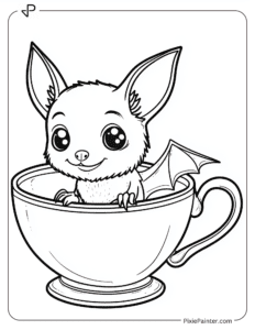 A Cute Bat Sitting in a Teacup