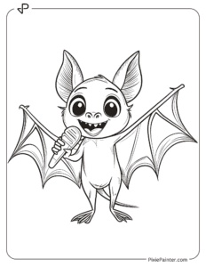 A Happy Bat SInging With a Mic