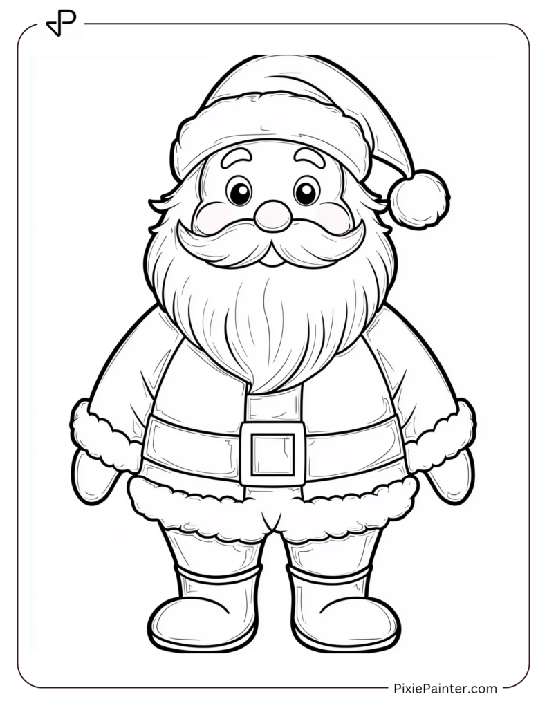 A Santa Claus Coloring Pages-Santa Standing wearing Clothes