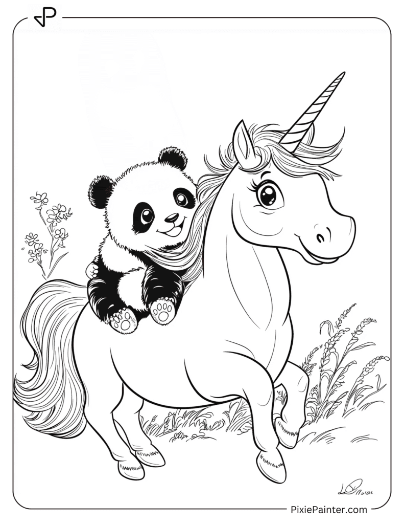 A Unicorn Giving A Ride To A Panda On Its Back