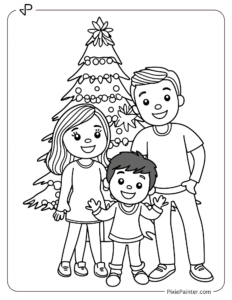 A Family Posing For Photo In Front Of A Christmas Tree