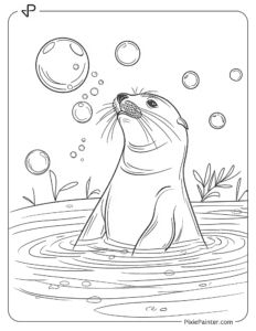 A sea lion blowing bubbles in the water