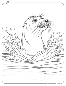 A sea lion splashing water