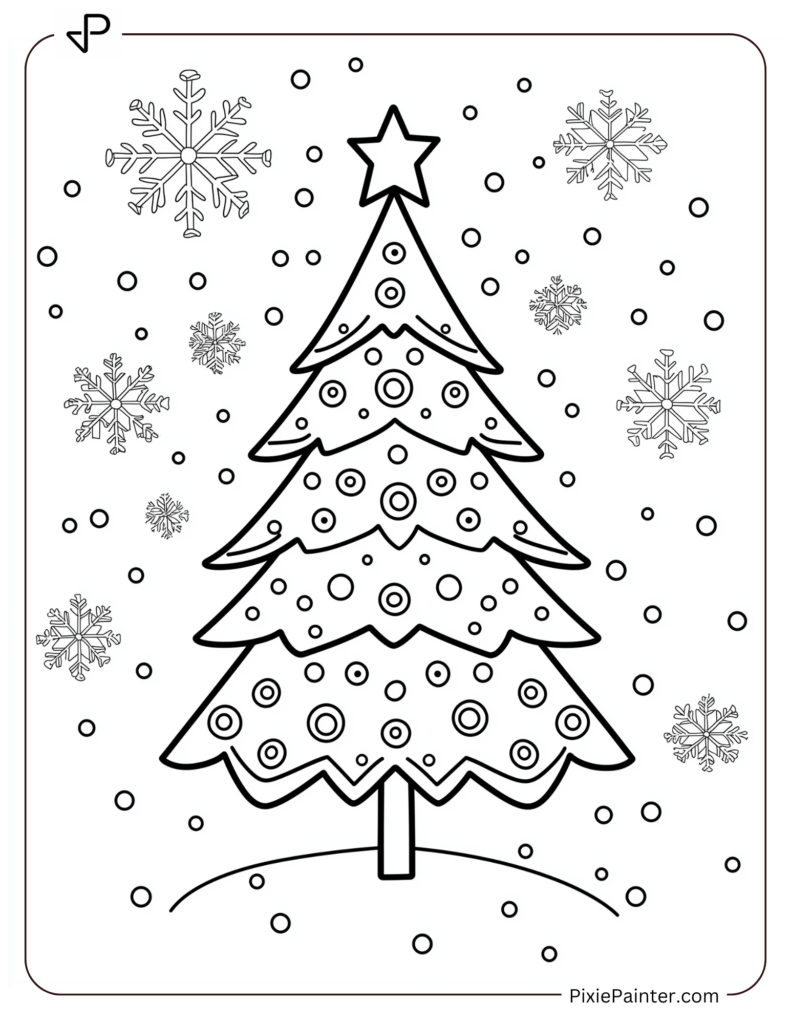 An Easy Christmas Tree Surrounded With Snowflakes