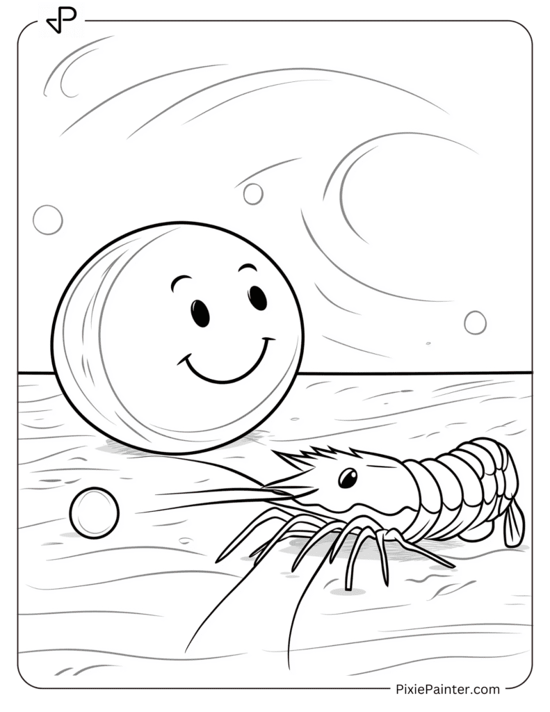 Adorable Shrimp with Smilling Rock