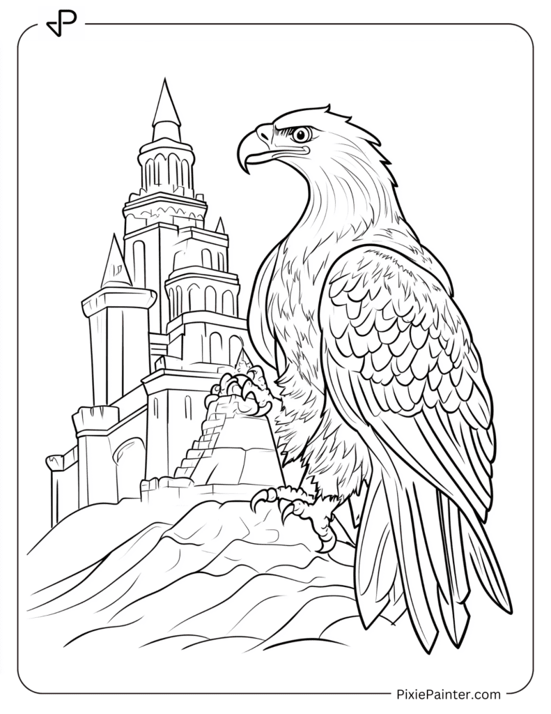 An Eagle Building A Sandcastle