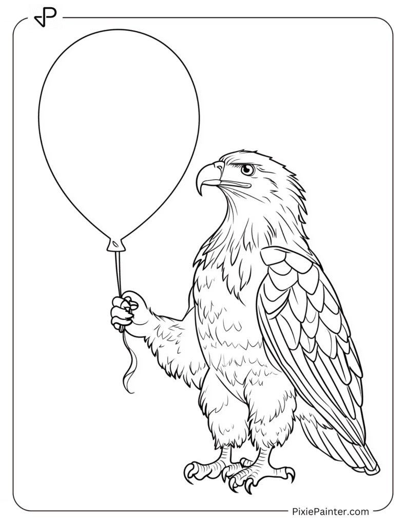 An Eagle Holding A Ballon