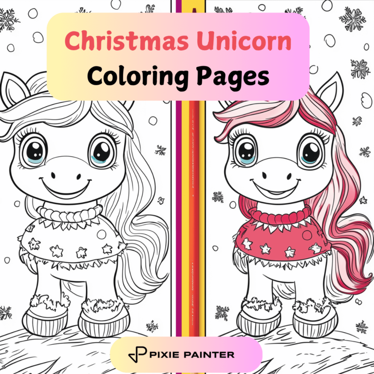 Christmas Unicorn Coloring Pages