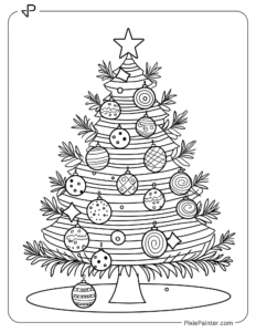 Christmas Tree With Striped And Polka-Dotted Ornaments