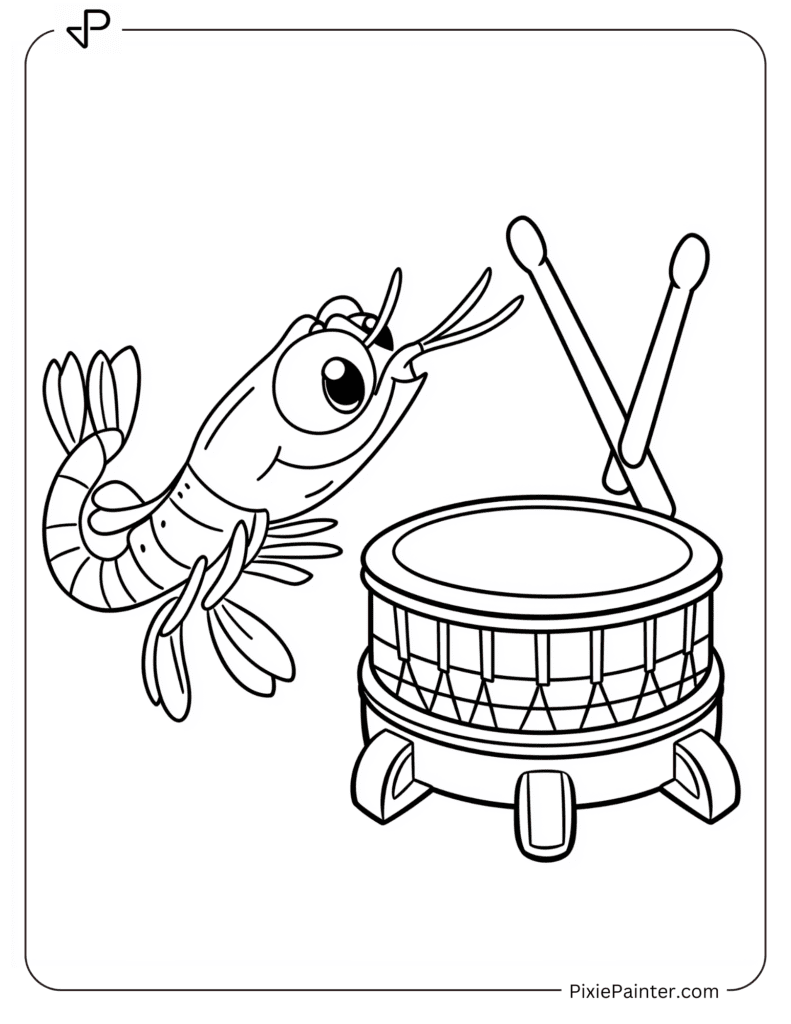 Cute Baby Shrimp with Drums