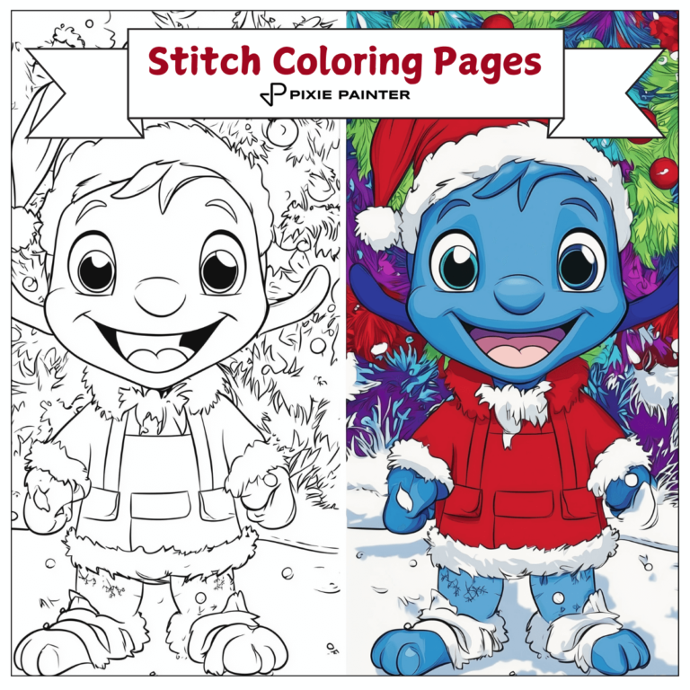 Disney Stitch Cute Christmas Coloring Pages