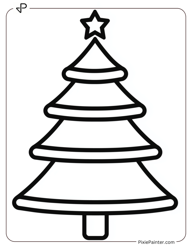 Double Outlined and Three Layered Blank Christmas Tree