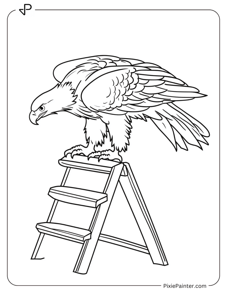 Eagle Climbing A Ladder