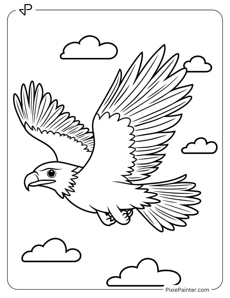 Eagle Flying In The Sky With Clouds