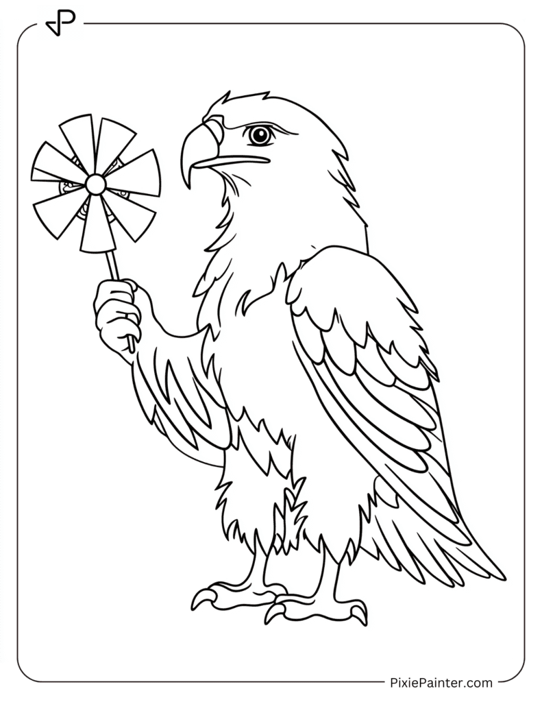 Eagle Coloring Pages of Holding A Pin Wheel