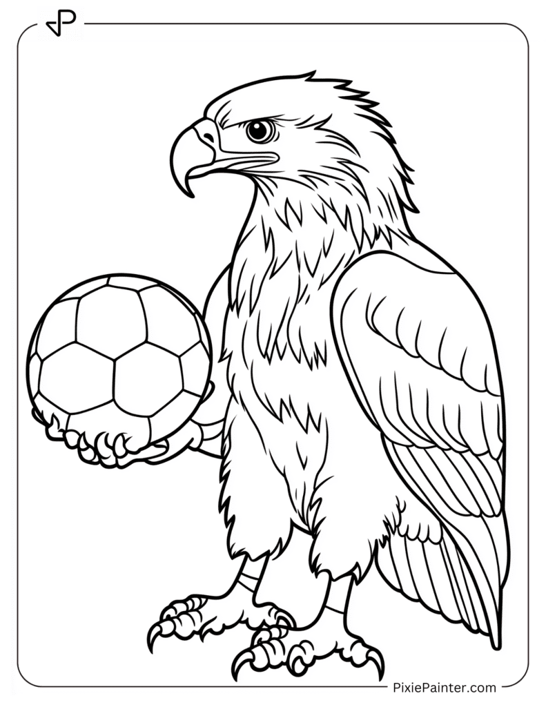 Playful Eagle Holding A Soccer Ball