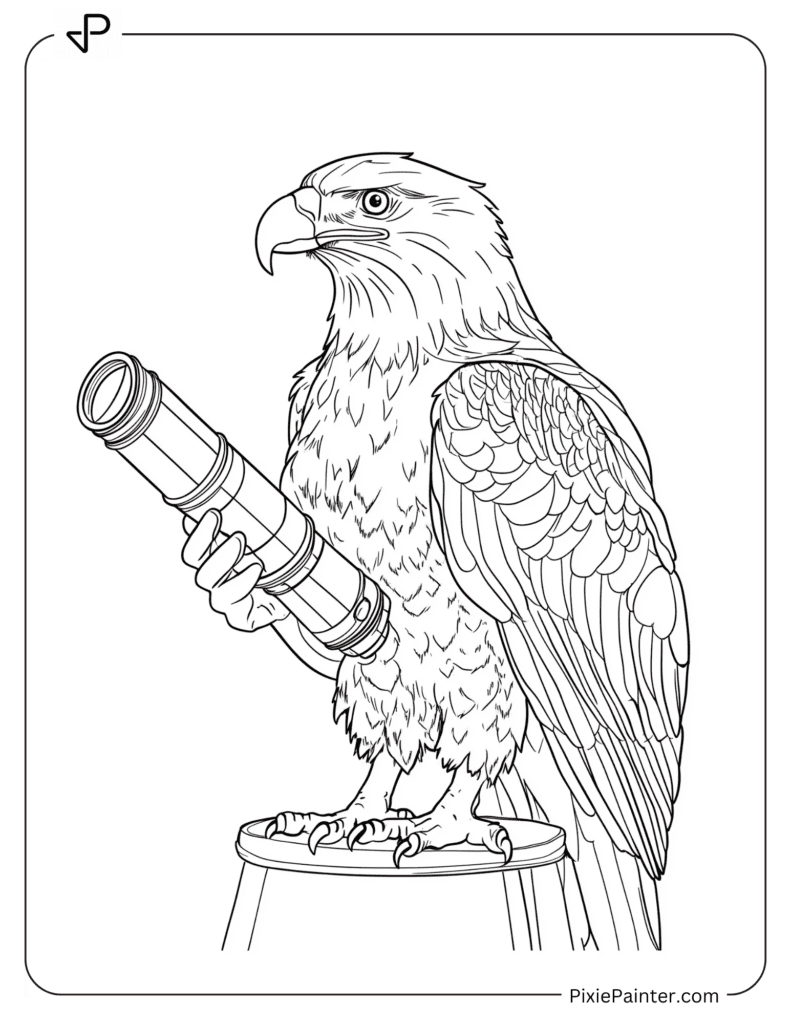 Eagle Holding A Telescope