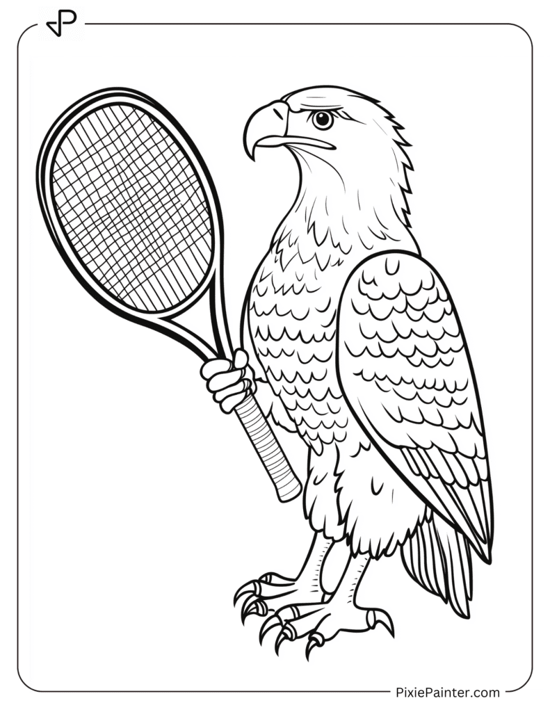 Eagle Holding A Tennis Racket