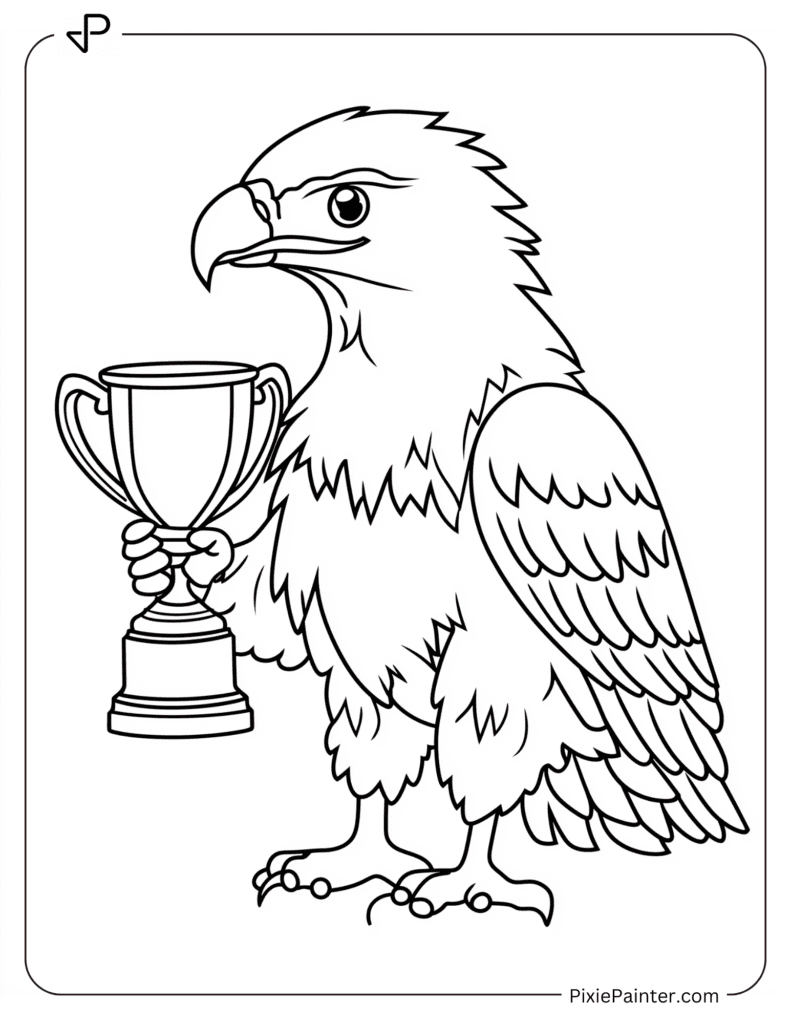 Happy agle Holding A Trophy