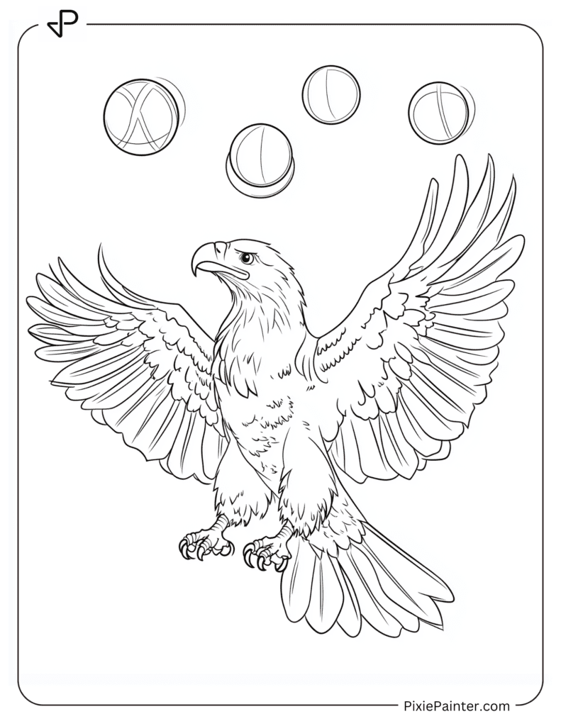 Eagle Coloring Pages of Juggling Balls