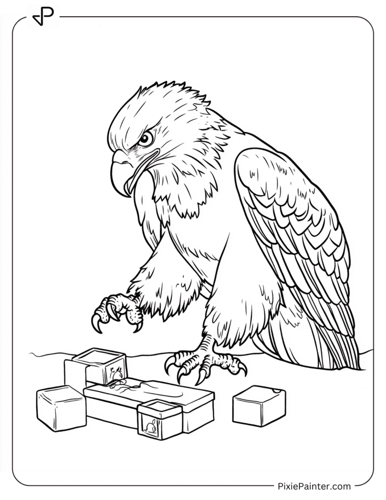 Eagle Playing With Building Blocks