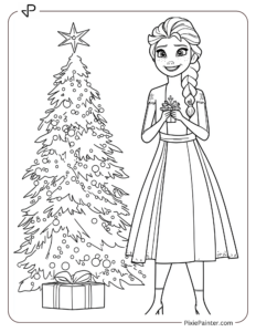 Elsa Standing Near A Christmas Tree