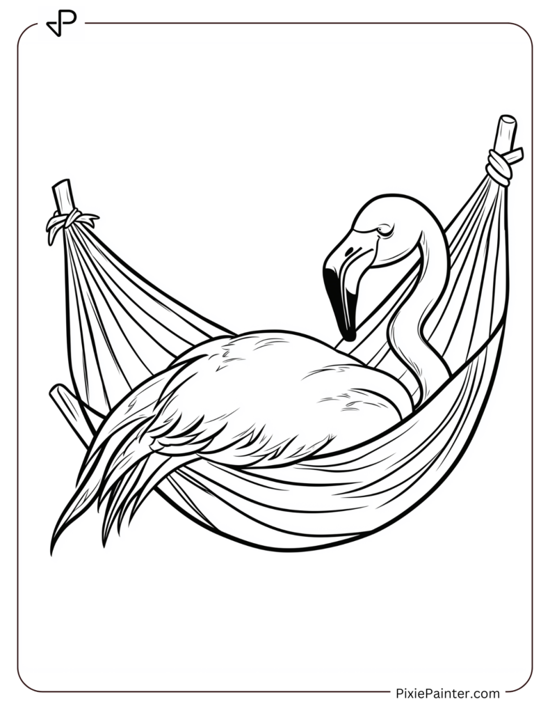 Flamingo Laying On A Hammock