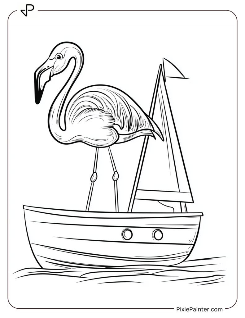 Flamingo Coloring Pages Where Standing On A Sailboat