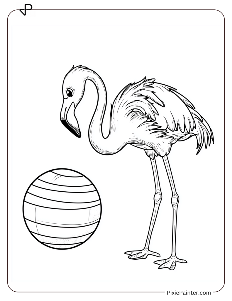 Flamingo Coloring Pages of Playing With Ball