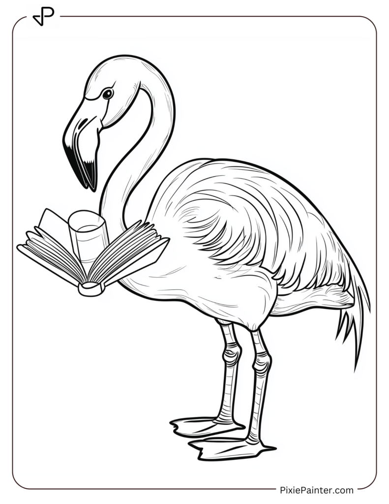 Flamingo Coloring Pages of Reading A Tiny Book