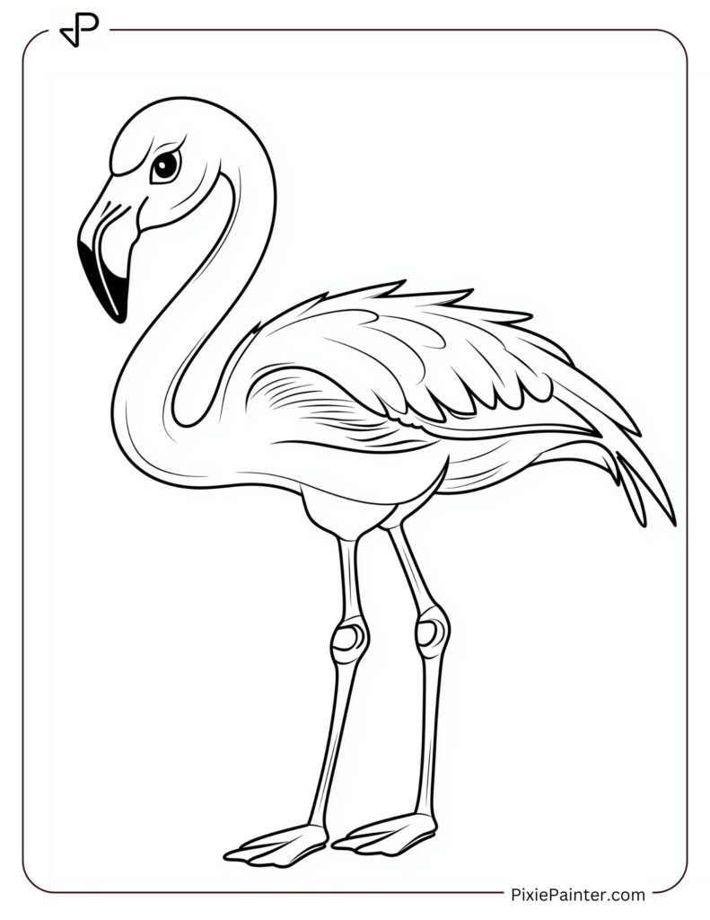 Flamingo Coloring Pages of Standing Baldly