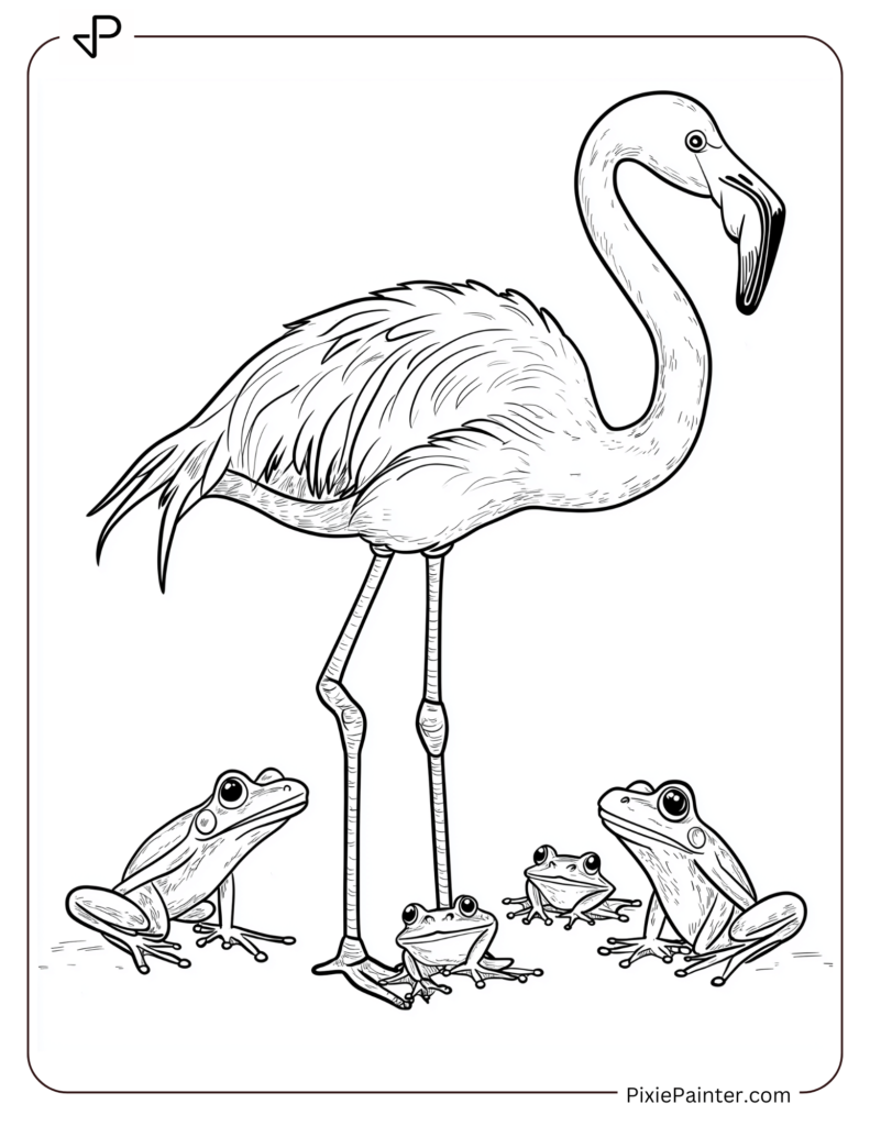 Flamingo With Frogs