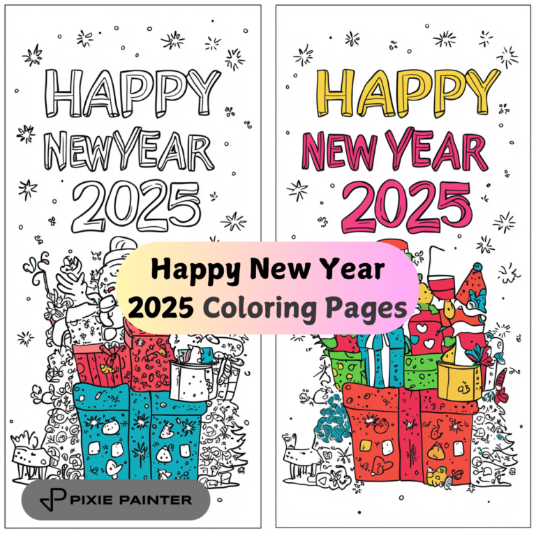 Happy New Year 2025 Coloring Pages