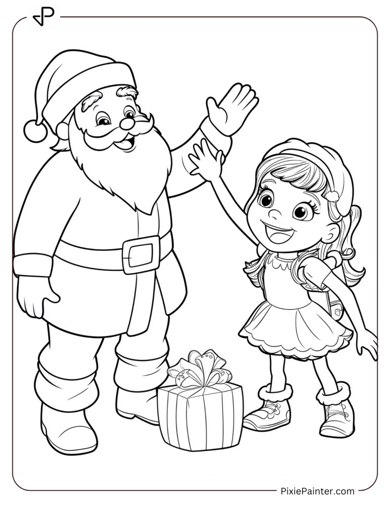 Santa Claus Coloring Pages-Santa And Dora The Explorer High-Fiving