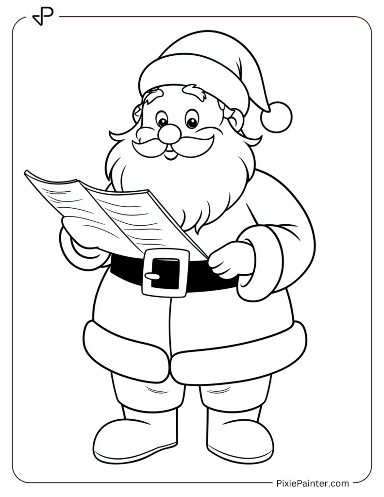 Santa Claus coloring pages -Santa Reading A Wish List